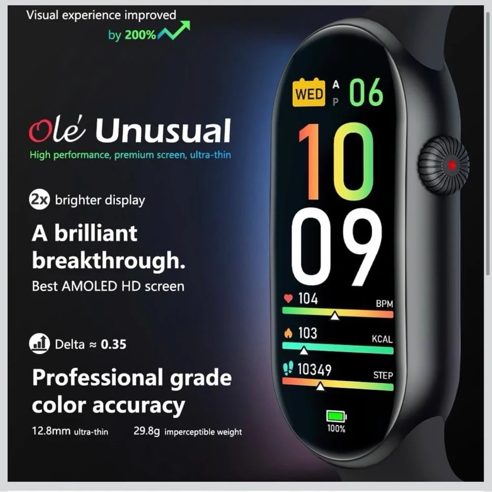 FITVII Slim Fitness Tracker AMOLED - Black